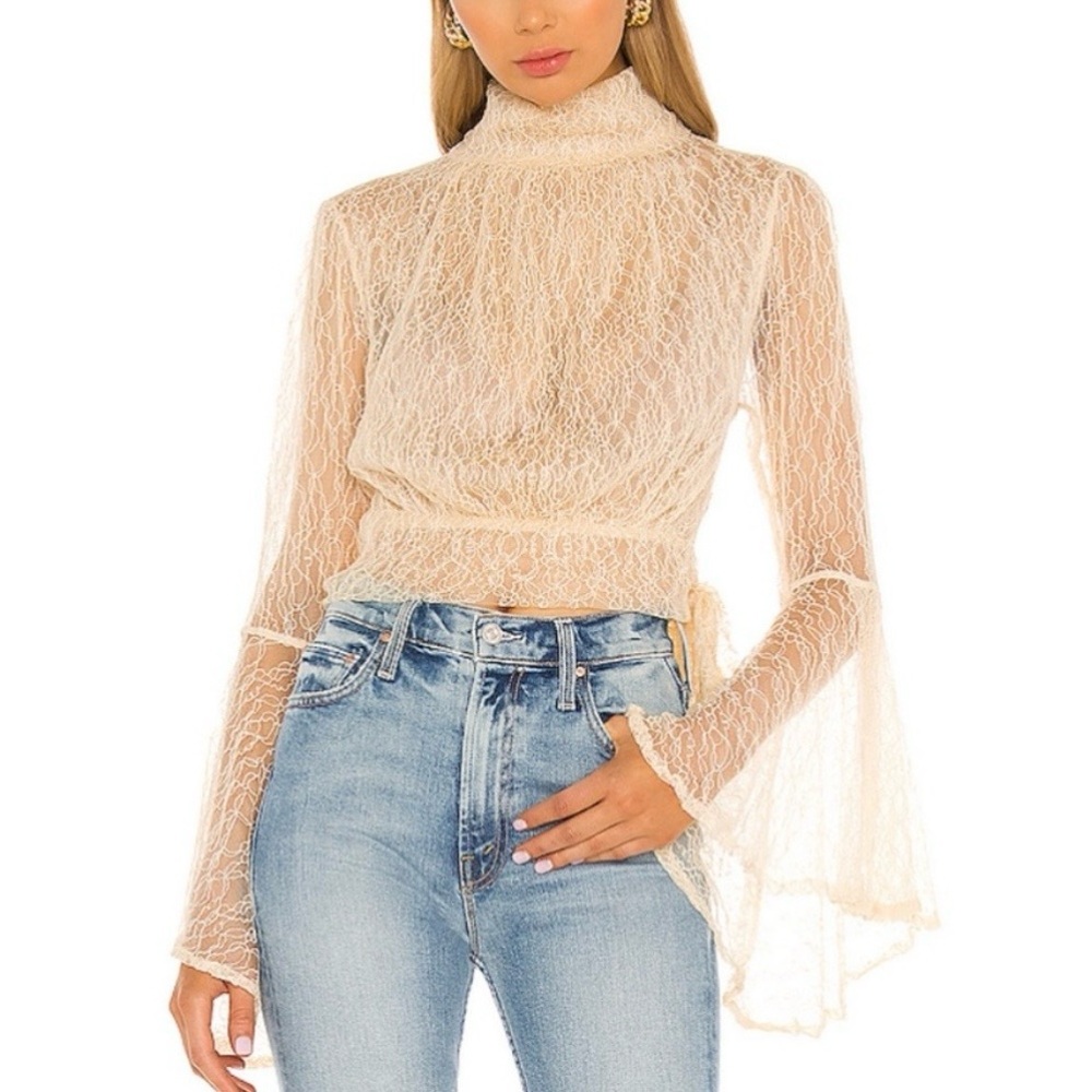 Small Free People Lace Bell Sleeve Blouse